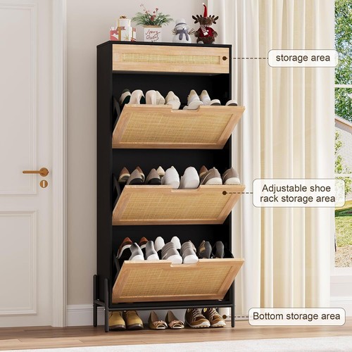 Rattan shoe cabinet rack - rattan,