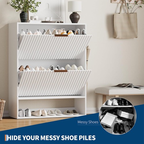 Fluted shoe rack cabinet - shoe,