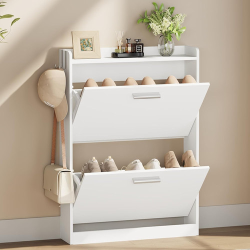 Sleek white shoe cabinet with - sleek,